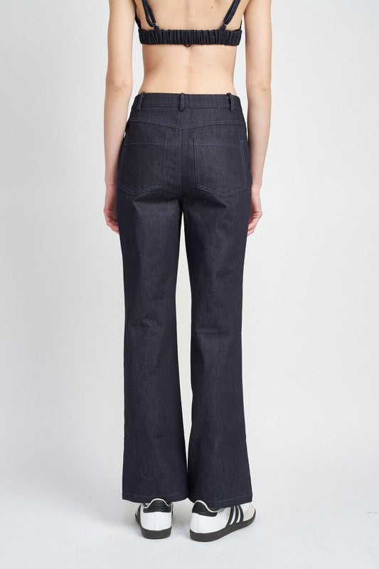 Emory Park HIGH WAIST SEMI FLARED DENIM PANTS