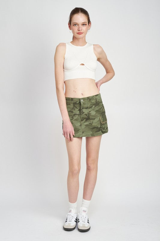 Emory Park BUSTIER LOOK RIBBED CROP TOP