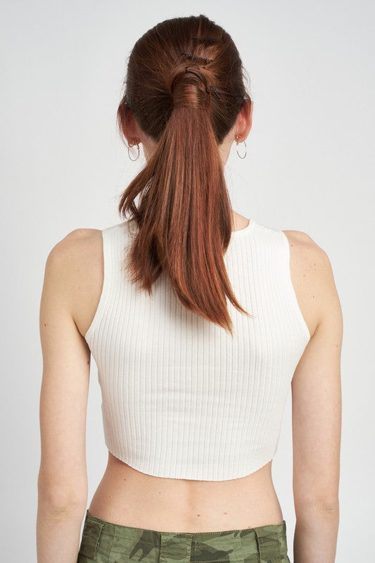 Emory Park BUSTIER LOOK RIBBED CROP TOP