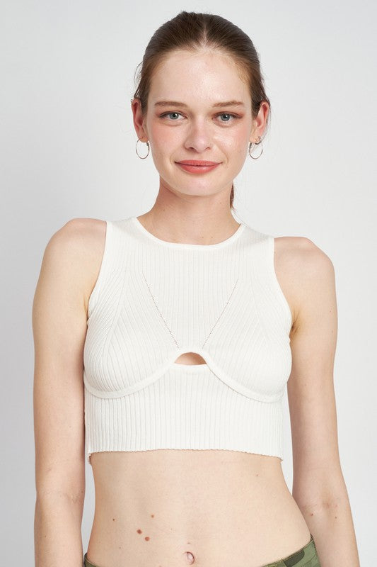 Emory Park BUSTIER LOOK RIBBED CROP TOP