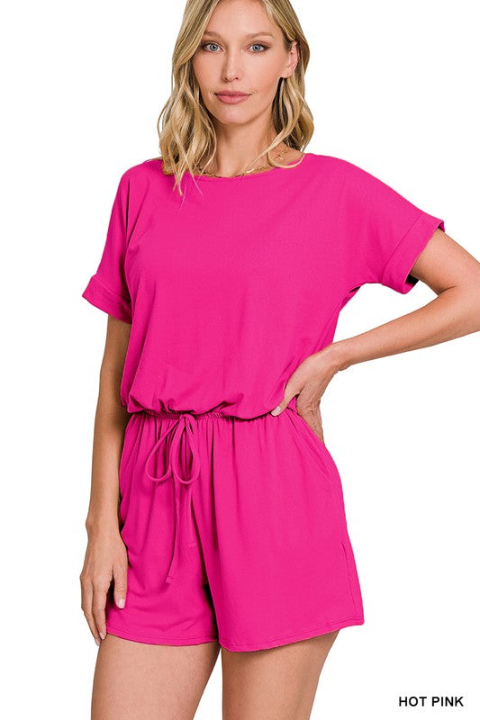 ZENANA Brushed DTY Romper with Pockets