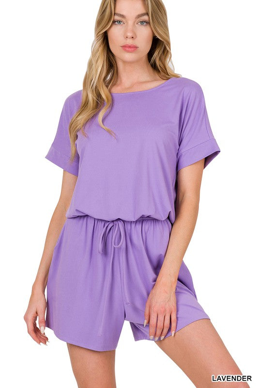 ZENANA Brushed DTY Romper with Pockets