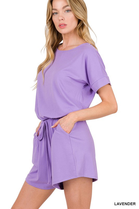 ZENANA Brushed DTY Romper with Pockets