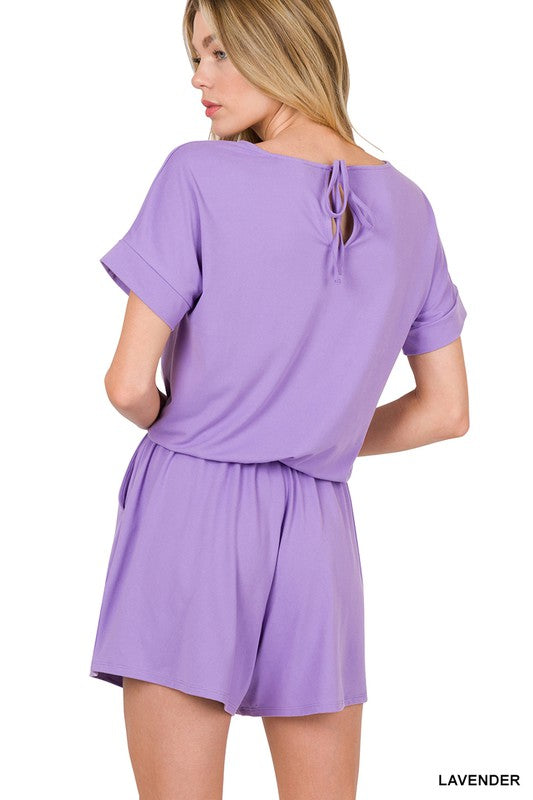 ZENANA Brushed DTY Romper with Pockets