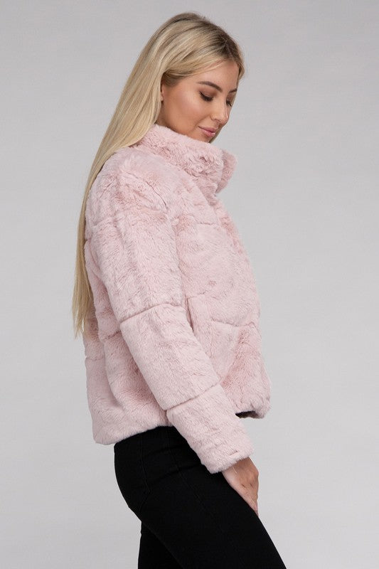 Ambiance Apparel Junior Fluffy Zip-Up Sweater Jacket