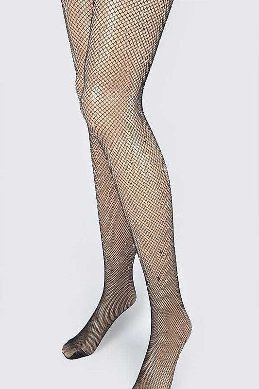 Rhinestone Accent Fishnet Stocking