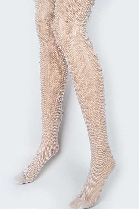 Rhinestone Accent Fishnet Stocking