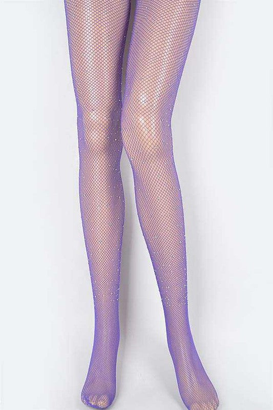 Rhinestone Accent Fishnet Stocking