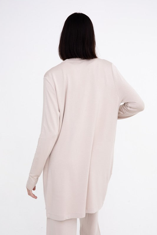 Mono B Lounge Open-Front Terry Cardigan