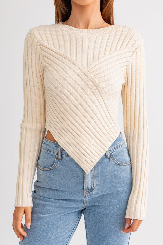 LE LIS Asymmetrical Hem Sweater Top