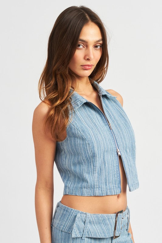 Emory Park ZIP UP SLEEVELESS TOP