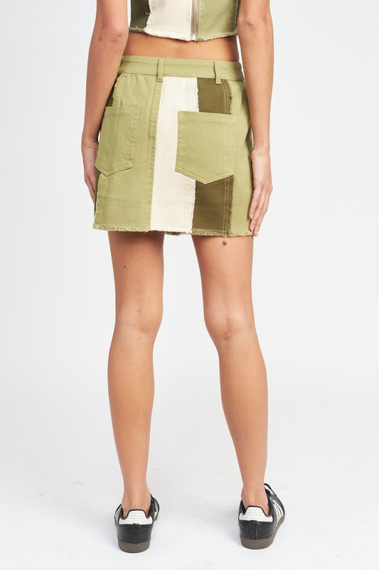 Emory Park HIGH RISE COLOR BLOCK SKIRT