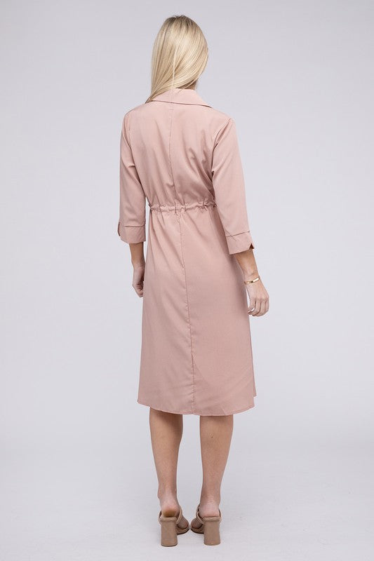 Nuvi Apparel Drawstring Waist Shirt Dress