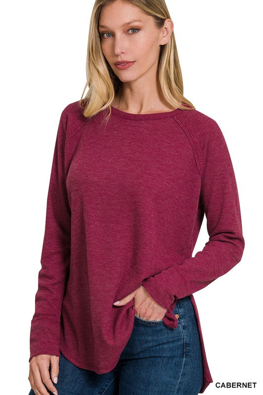 ZENANA Melage Baby Waffle Long Sleeve Top