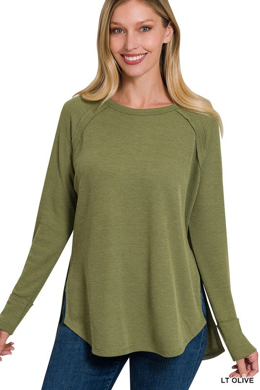 ZENANA Melage Baby Waffle Long Sleeve Top