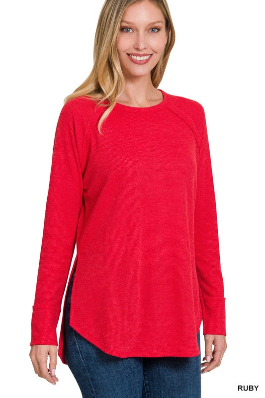 ZENANA Melage Baby Waffle Long Sleeve Top