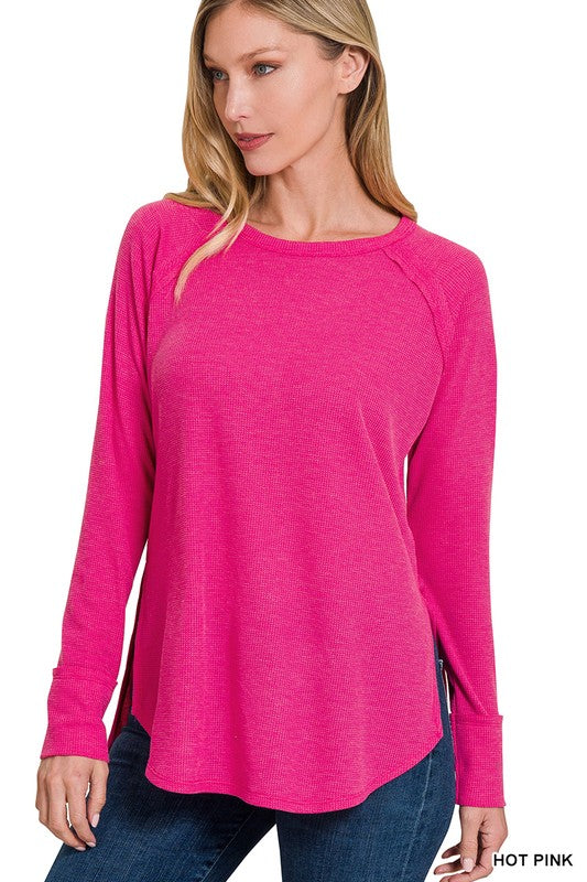 ZENANA Melage Baby Waffle Long Sleeve Top