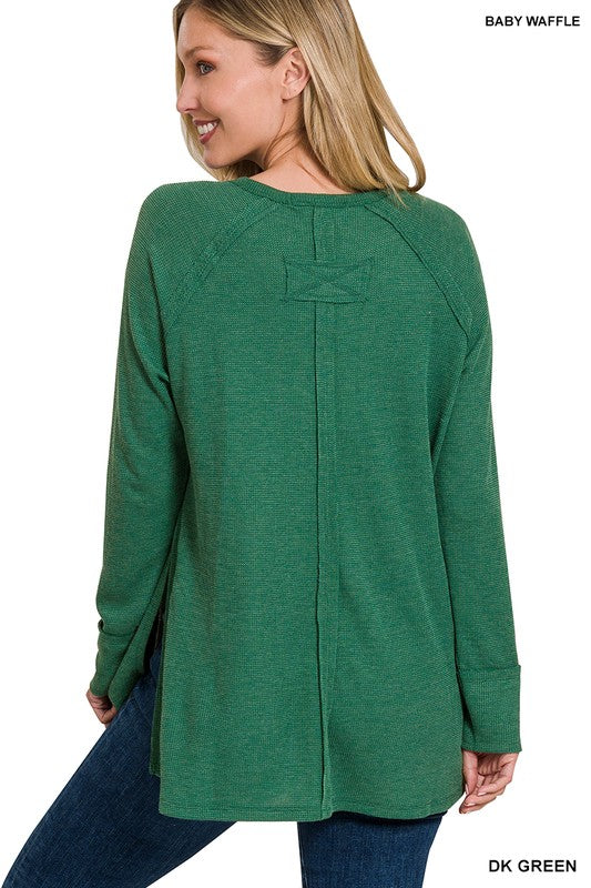 ZENANA Melage Baby Waffle Long Sleeve Top