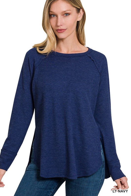 ZENANA Melage Baby Waffle Long Sleeve Top