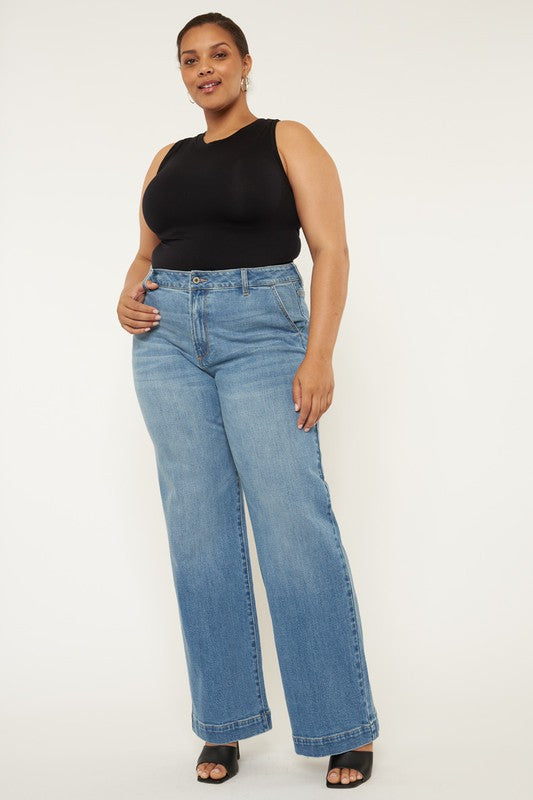 Kan Can Plus High Rise Trouser Wide Leg Jeans
