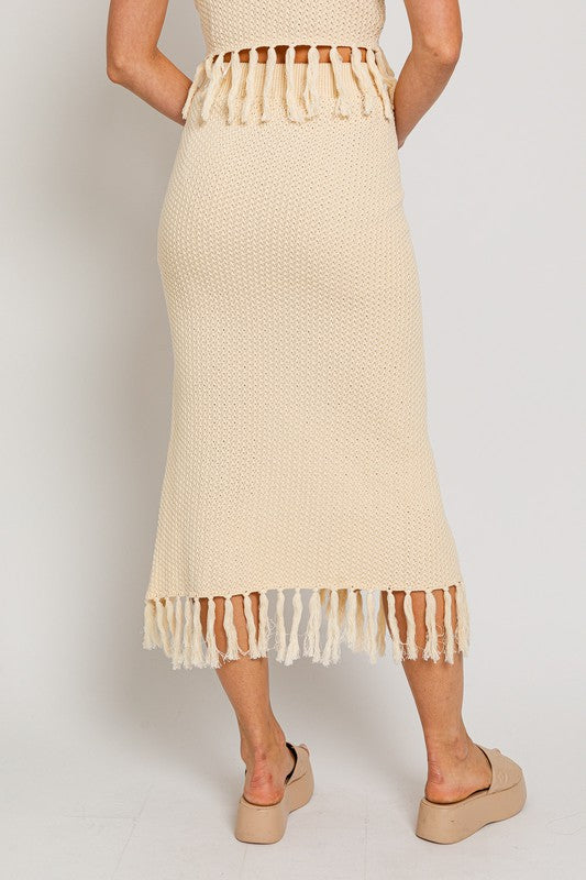 LE LIS Tassel Detail Sweater Midi Skirt