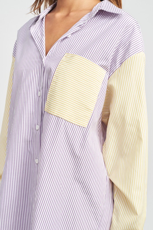 Emory Park COLOR BLOCK BOYFRIEND SHIRT