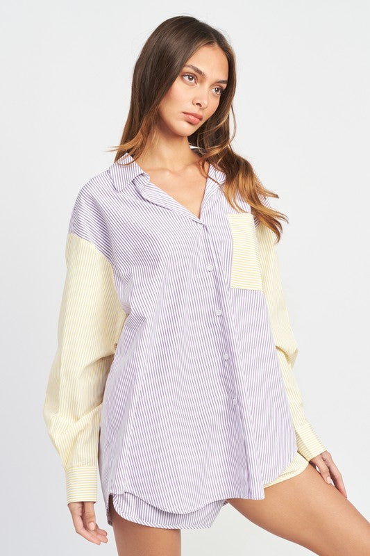 Emory Park COLOR BLOCK BOYFRIEND SHIRT