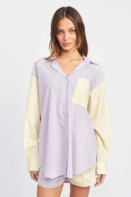 Emory Park COLOR BLOCK BOYFRIEND SHIRT