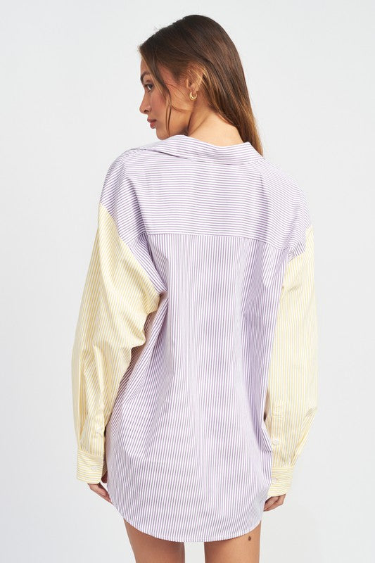 Emory Park COLOR BLOCK BOYFRIEND SHIRT