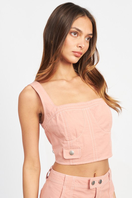 Emory Park CROPPED CONTRAST CORSET TOP