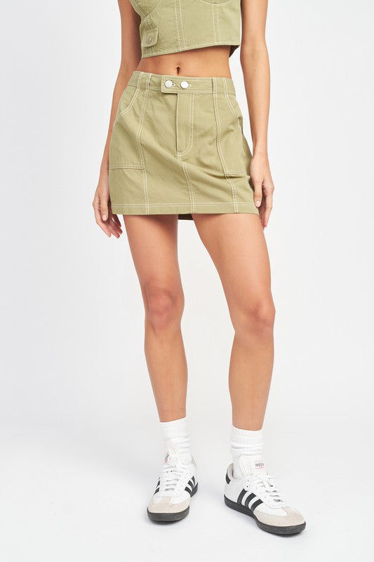 Emory Park CONTRAST STITCHING MINI SKIRT