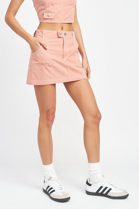 Emory Park CONTRAST STITCHING MINI SKIRT