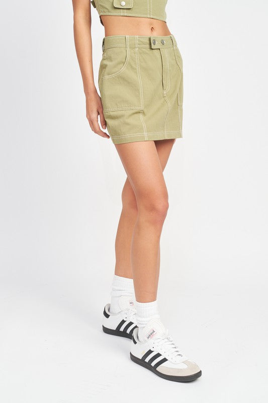 Emory Park CONTRAST STITCHING MINI SKIRT