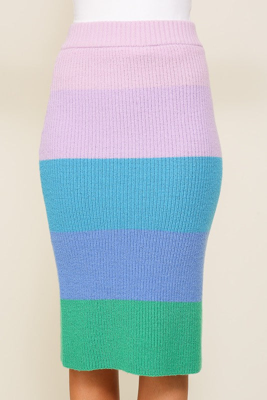 TIMING Junior High-Waisted Midi Sweater Multicolor Skirt