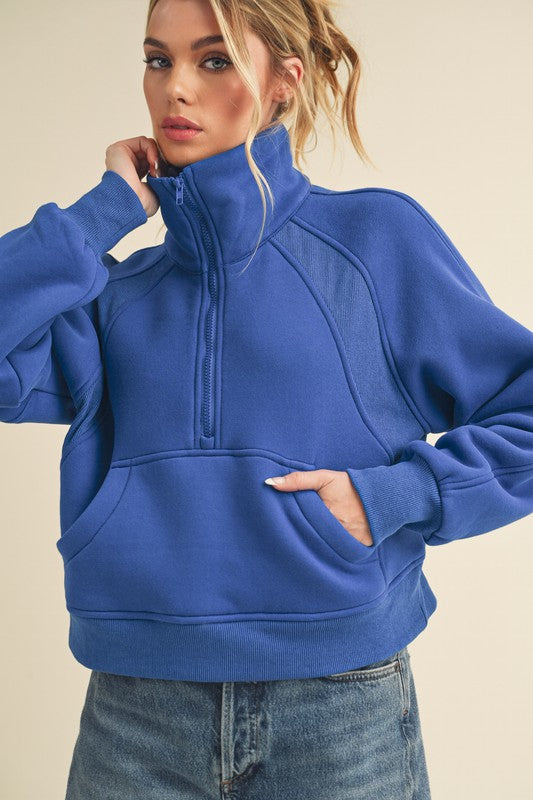 Aemi + Co Dove Funnel Neck Half Zip