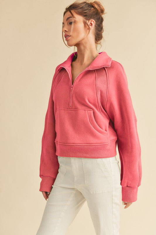 Aemi + Co Dove Funnel Neck Half Zip