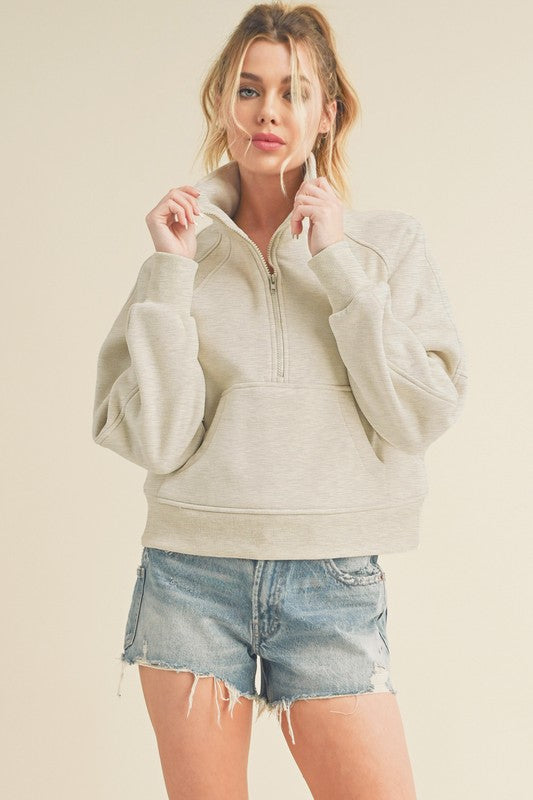 Aemi + Co Dove Funnel Neck Half Zip