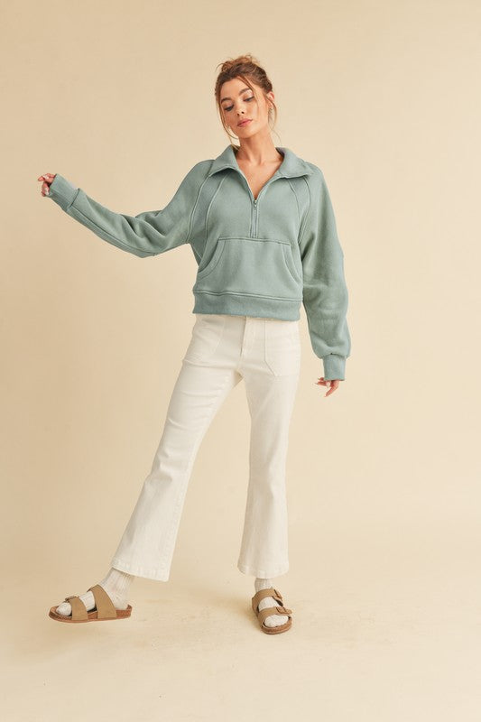 Aemi + Co Dove Funnel Neck Half Zip