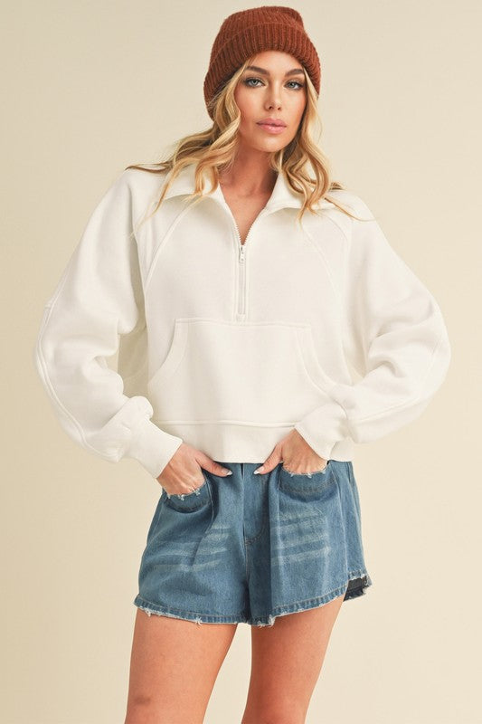 Aemi + Co Dove Funnel Neck Half Zip