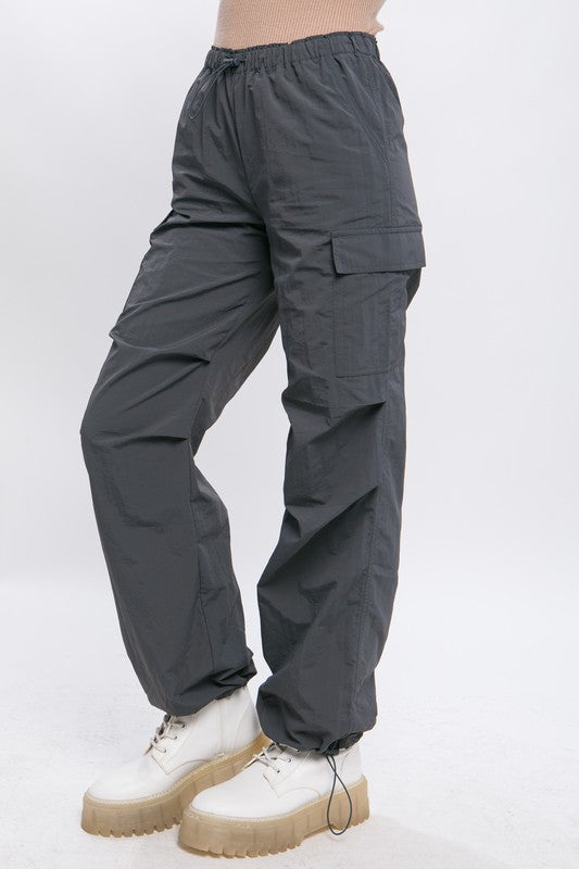 Love Tree Loose Fit Parachute Cargo Pants - Dark Green M - 40 requests