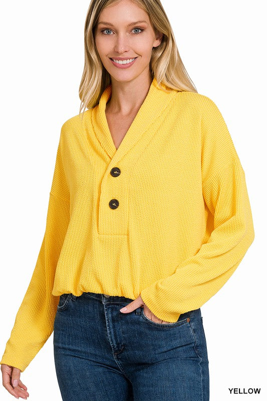 ZENANA Textured Line Elastic Waist Pullover Top