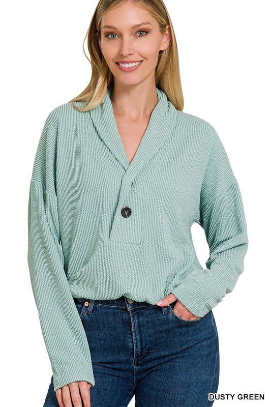 Load image into Gallery viewer, ZENANA Textured Line Elastic Waist Pullover Top
