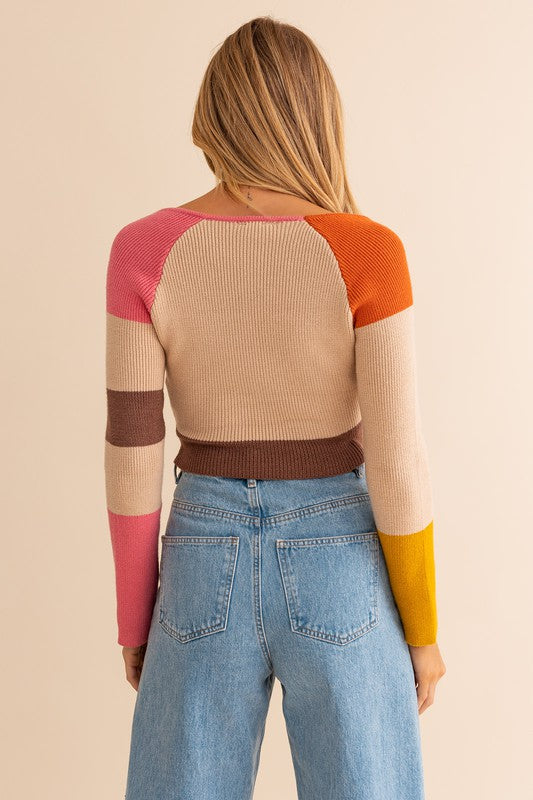 Load image into Gallery viewer, LE LIS Long Sleeve Color Block Stripe Knit Top
