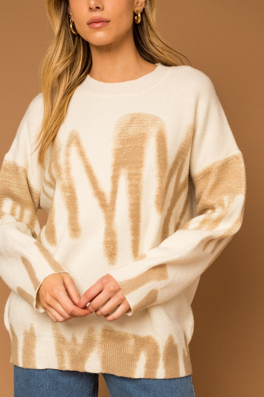 Gilli Long Sleeve Spray Print Sweater