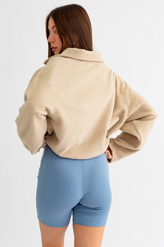 Load image into Gallery viewer, LE LIS Pocket Detail Boxy Fleece Pullover Sweater
