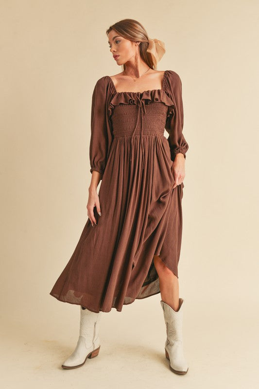 Aemi + Co Geri Ruffle Smocked Maxi Dress