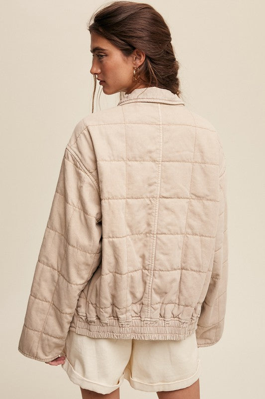 Listicle Quilted Denim Jacket