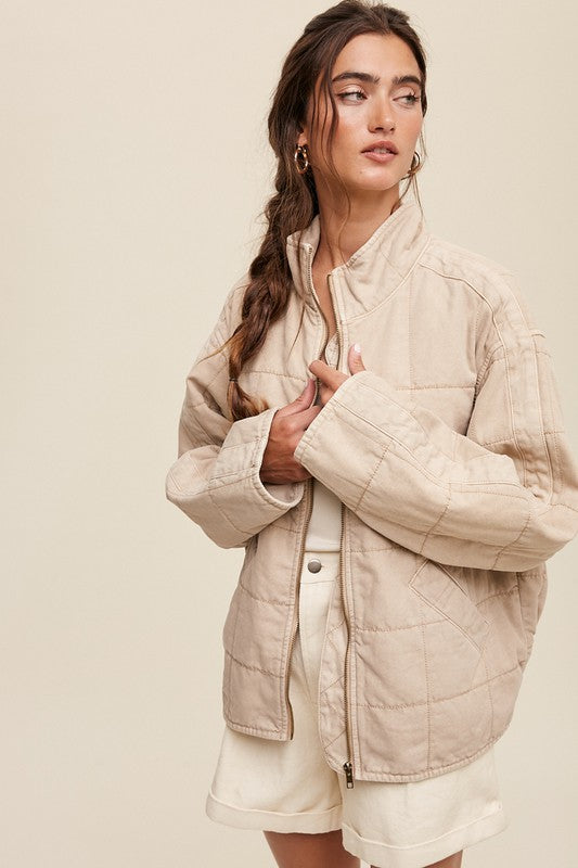 Load image into Gallery viewer, Listicle Quilted Denim Jacket

