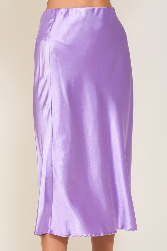 Load image into Gallery viewer, TIMING Satin Midi Flare Skirt
