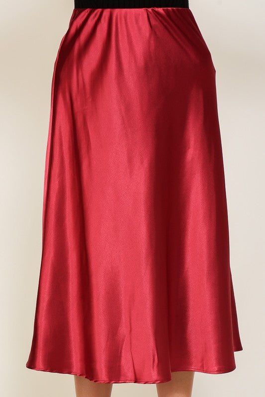 TIMING Satin Midi Flare Skirt